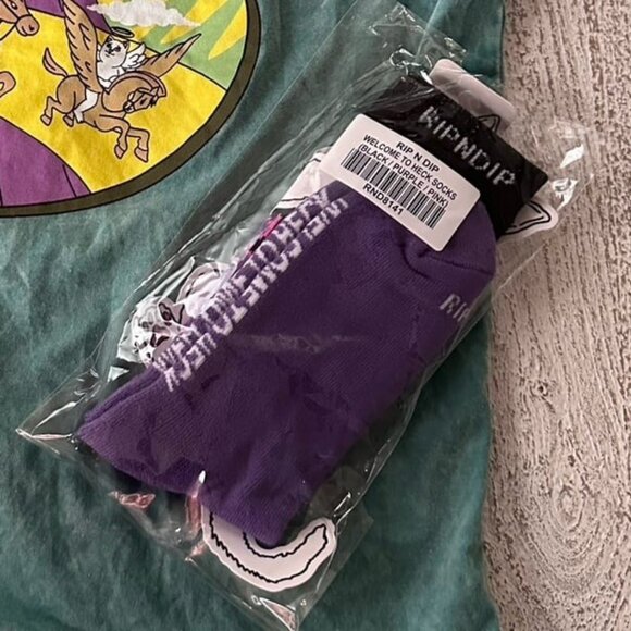 Ripndip welcome to heck lord Nermal flames purple socks crew - Picture 1 of 3